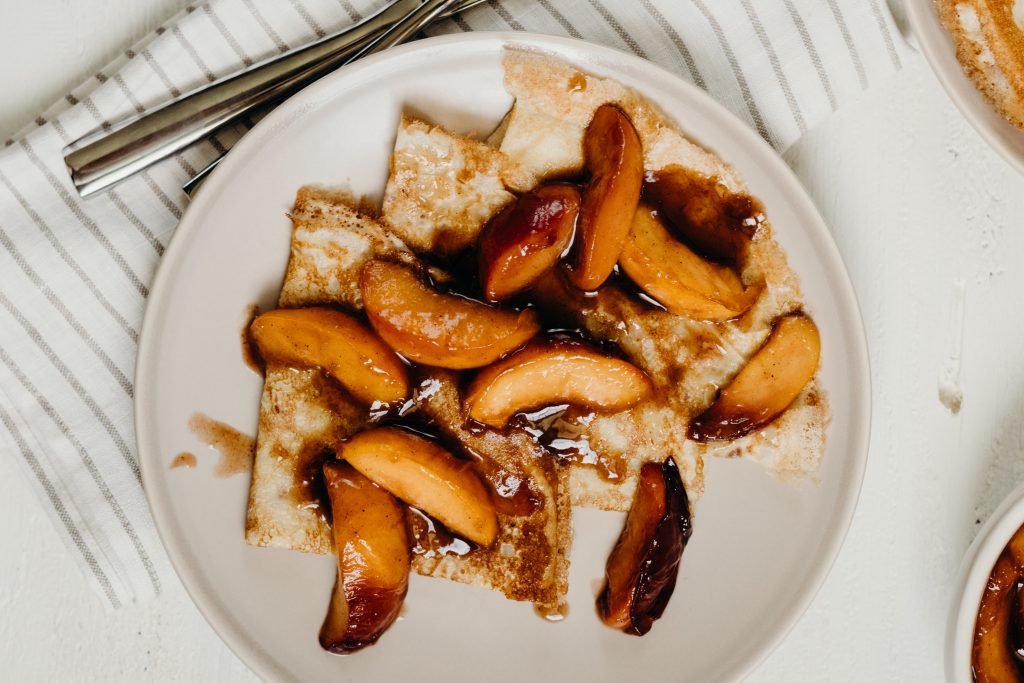 Crepes with Caramelized Peaches