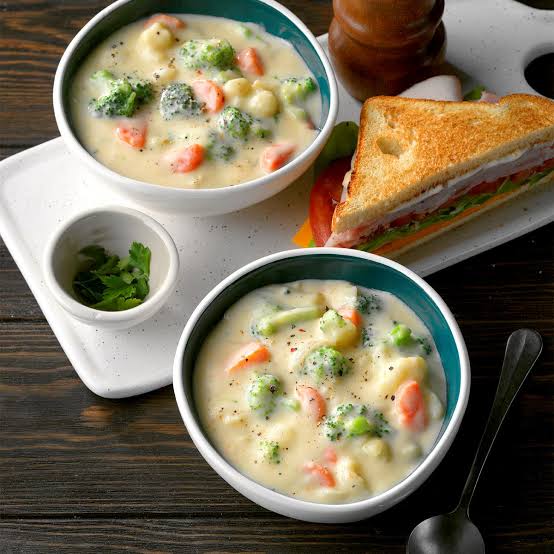Creamy Broccoli Cauliflower Cheese Soup Recipe