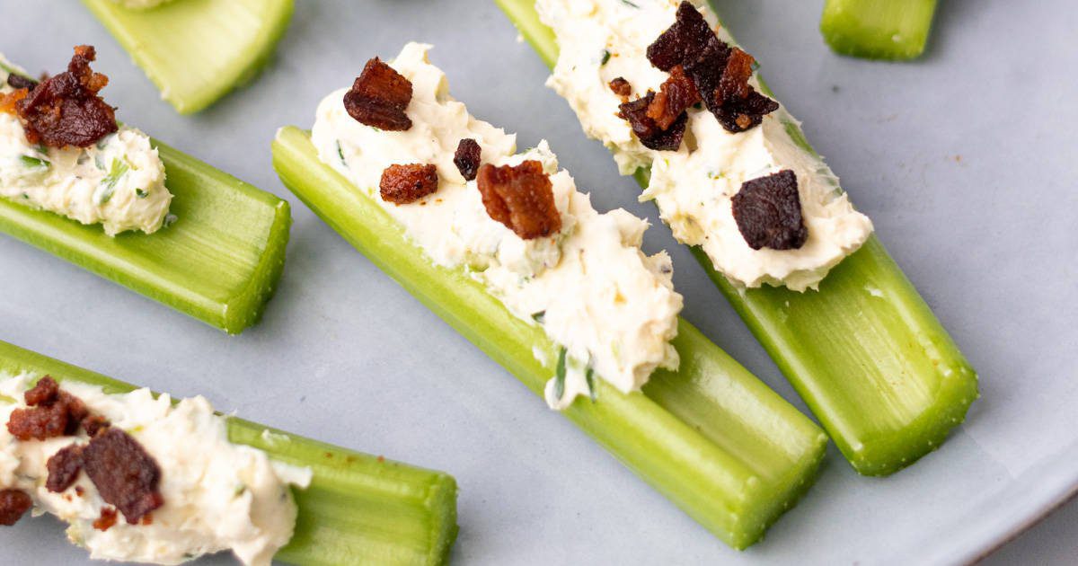 Stuffed Celery with Cheese, Bacon, and Herbs 