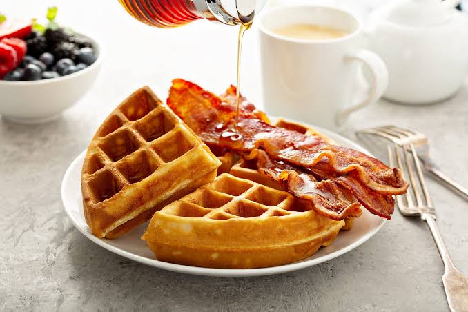 Bacon Waffle with Syrup